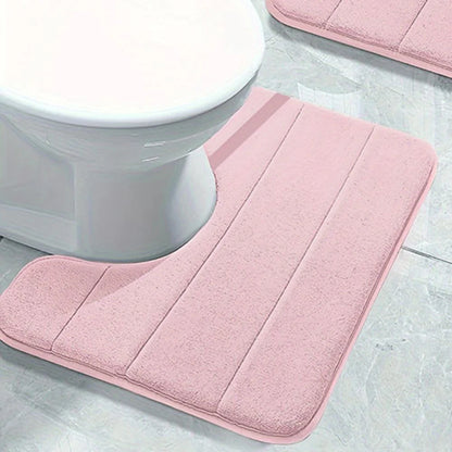 U-Shaped Memory Foam Bathroom Mat - Non-Slip, Machine Washable Toilet Rug