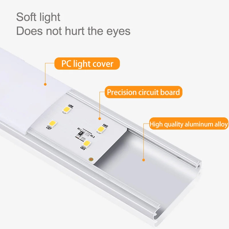 Ultra-Thin Wireless Motion Sensor LED Light - Rechargeable Induction Lamp for Closet, Cabinet, and Home Use (10/20/30/40/60CM)