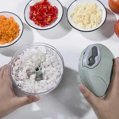 Manual Garlic Pester & Food Chopper - Multifunctional Hand-Pull Vegetable Dicer and Meat Grinder