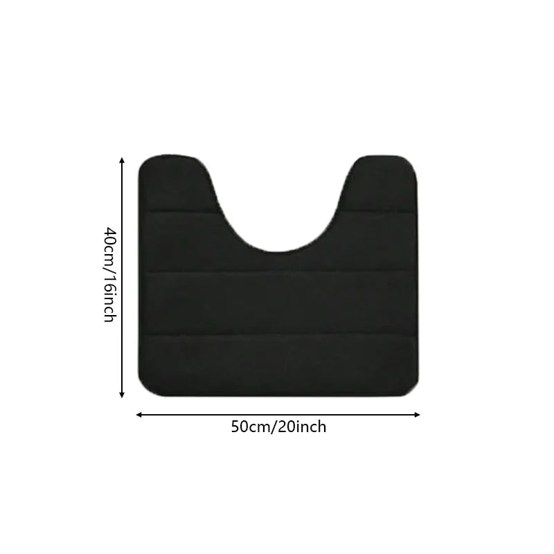 U-Shaped Memory Foam Bathroom Mat - Non-Slip, Machine Washable Toilet Rug