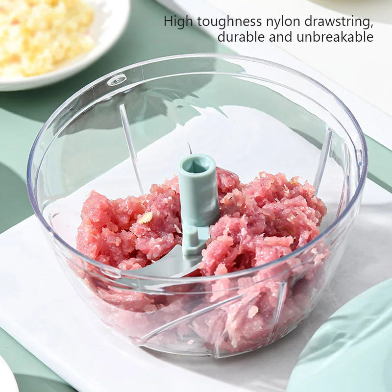 Manual Garlic Pester & Food Chopper - Multifunctional Hand-Pull Vegetable Dicer and Meat Grinder