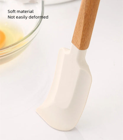 Premium Silicone Spatula Set (2 PCS) - Non-Stick Baking & Cooking Tools with Wooden Handles