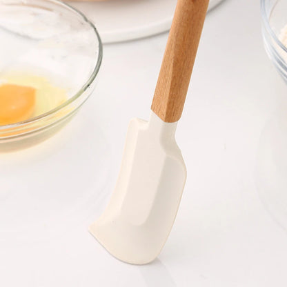 Premium Silicone Spatula Set (2 PCS) - Non-Stick Baking & Cooking Tools with Wooden Handles