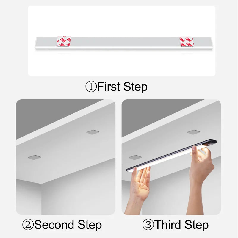 Ultra-Thin Wireless Motion Sensor LED Light - Rechargeable Induction Lamp for Closet, Cabinet, and Home Use (10/20/30/40/60CM)