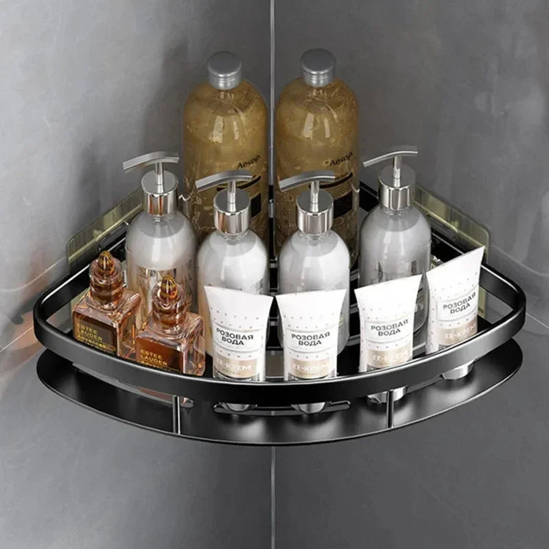 Corner Shower Caddy Shelf - Wall-Mounted Adhesive Storage Rack for Bathroom & Kitchen Organization