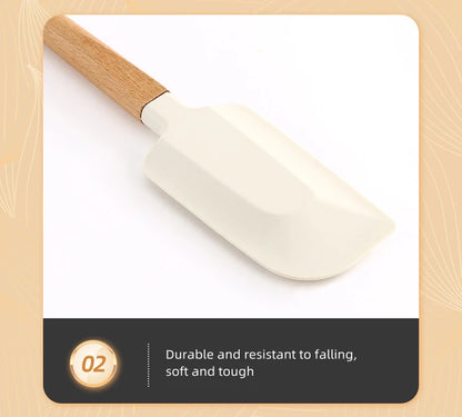 Premium Silicone Spatula Set (2 PCS) - Non-Stick Baking & Cooking Tools with Wooden Handles