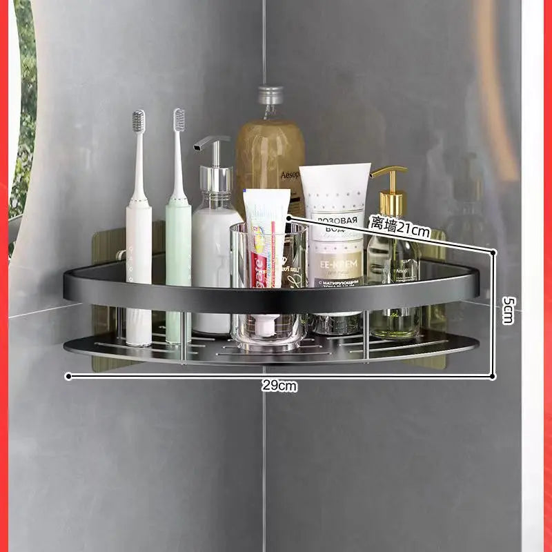 Corner Shower Caddy Shelf - Wall-Mounted Adhesive Storage Rack for Bathroom & Kitchen Organization