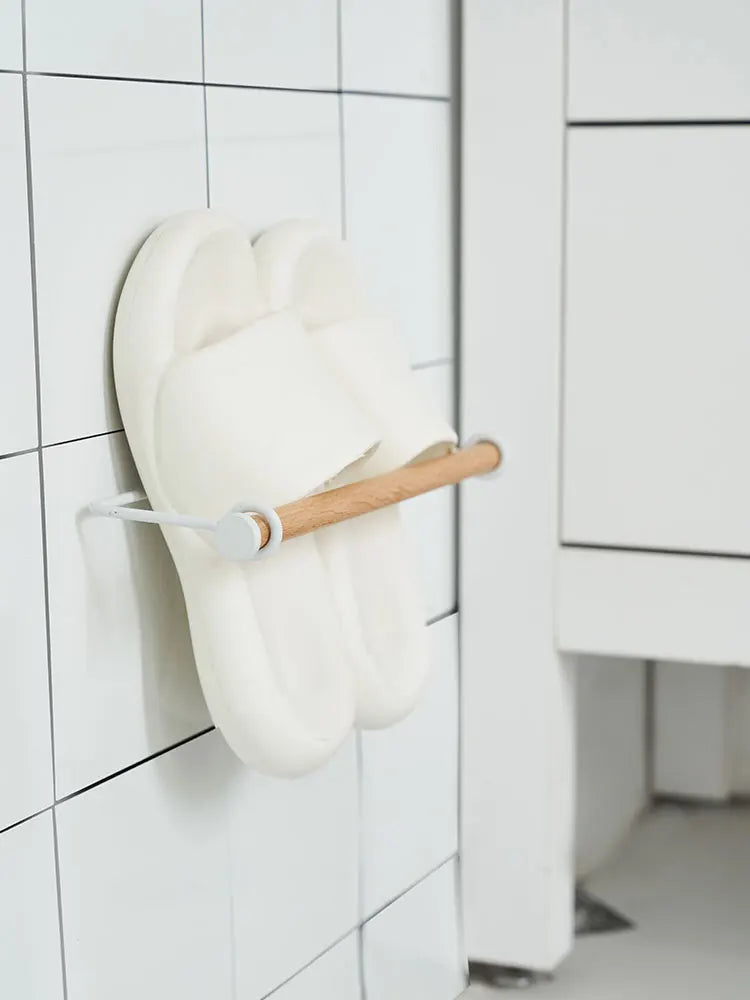 Self-Adhesive Wall-Mounted Towel and Paper Roll Holder - Modern Bamboo & ABS Design for Kitchen and Bathroom